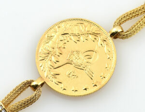 Münzarmband 100 Kurush Goldmünze 22 K - Armband 585/000 14 K Gelbgold