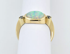 Ring Opal Synthese 585/000 14 K Gelbgold Zirkonia