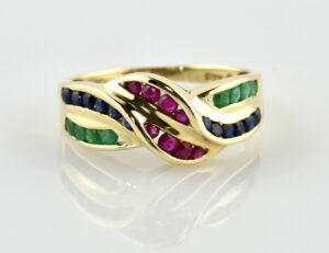 Ring Smaragd, Rubin, Saphir 585/000 14 K Gelbgold