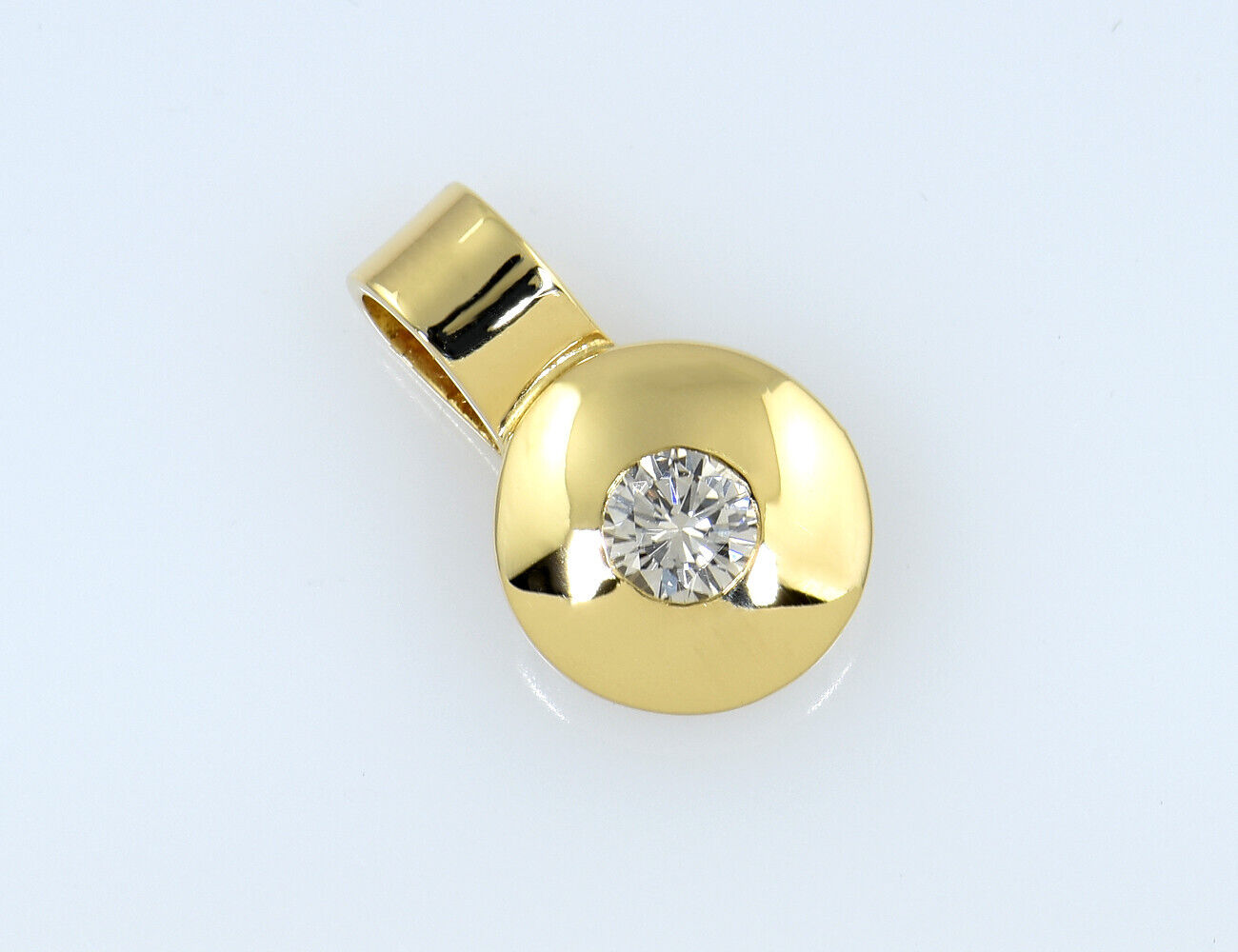 Solitär Diamant Anhänger 750/000 18 K Gelbgold Brillant 0,10 ct