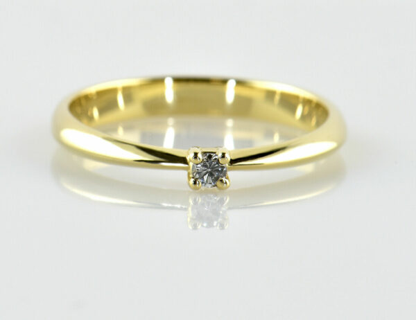 Solitär Diamant Ring 585/000 14 K Gelbgold Brillant 0,06 ct