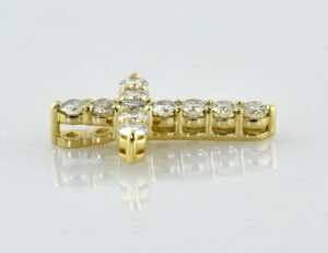 Anhänger Kreuz Diamant 585/000 14 K Gelbgold 11 Brillanten zus. 0,50 ct