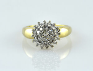 Diamant Ring 585/000 14 K Gelbgold 33 Brillanten zus. 0,50 ct