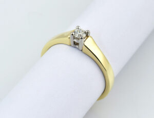 Diamant Solitär Ring 585/000 14 K Gelbgold Brillant 0,15 ct