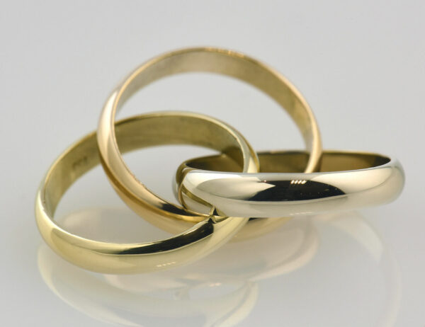 Dreier Ring 750/000 18 K Gold, Tricolor