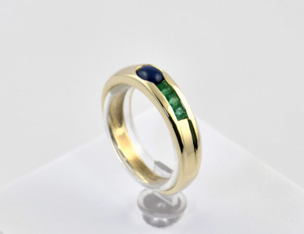 Ring Saphir Smaragd 585/000 14 K Gelbgold