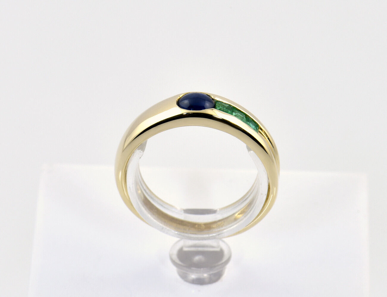 Ring Saphir Smaragd 585/000 14 K Gelbgold