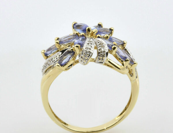 Ring Spinell 375/000 9 K Gelbgold 21 Diamanten zus. 0,14 ct