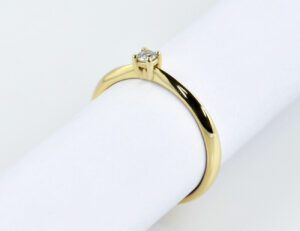 Solitär Diamant Ring 585/000 14 K Gelbgold Brillant 0,10 ct