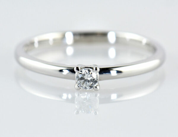 Solitär Diamant Ring 585/000 14 K Weißgold Brillant 0,12 ct