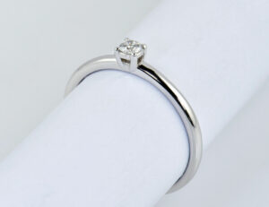 Solitär Diamant Ring 585/000 14 K Weißgold Brillant 0,12 ct