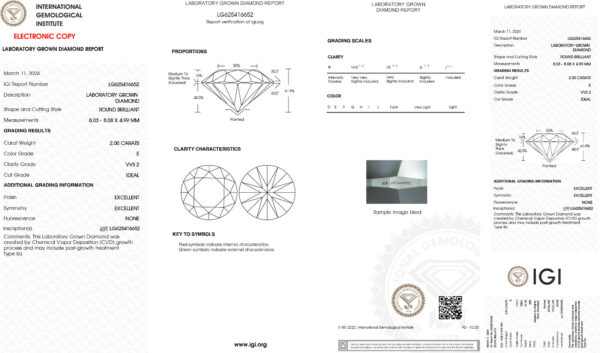 Diamant LG 2,00 ct E/VVS2 mit IGI Zertifikat Brillant LAB GROWN