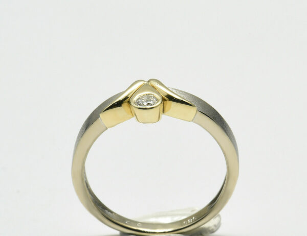Diamant Solitär Ring 585 14 K Weiß-/Gelbgold Brillant 0,08 ct