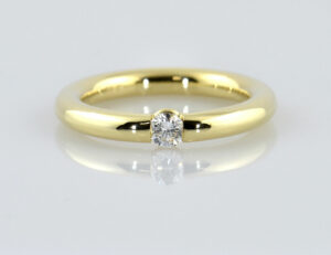 Diamant Solitär Ring 585/000 14 K Gelbgold Brillant 0,16 ct