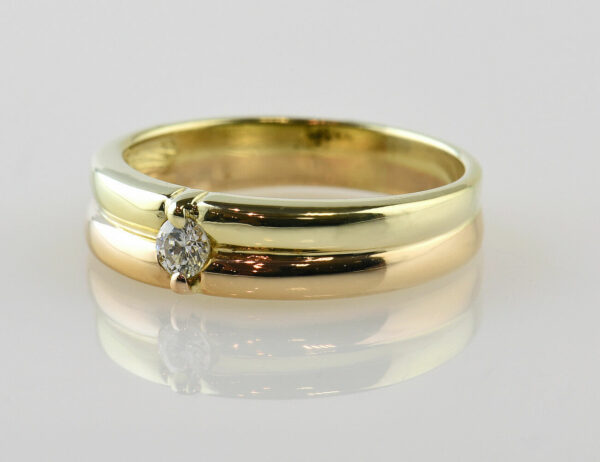 Diamant Solitär Ring 585/000 14 K Rot-/Gelbgold Brillant 0,07 ct