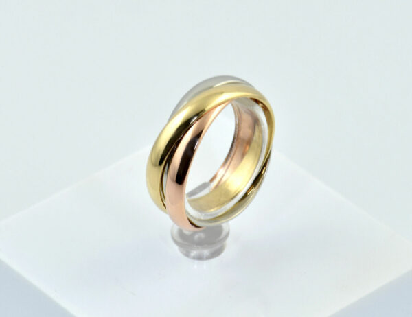 Dreier Ring 750/000 18 K Gold, Tricolor