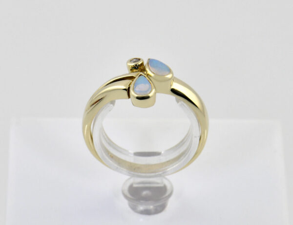 Ring Opal 585/000 14 K Gelbgold 1 Diamant 0,015 ct