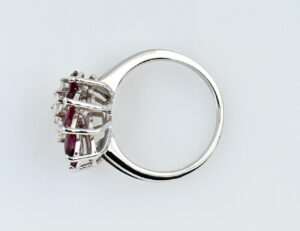 Rubin Diamant Ring 585/000 14 K Weißgold 5 Brillanten zus. 0,33 ct