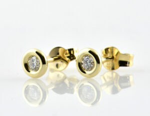 Solitär Brillant Ohrstecker Ohrringe 585 14 K Gelbgold, 2 Diamanten zus. 0,15 ct