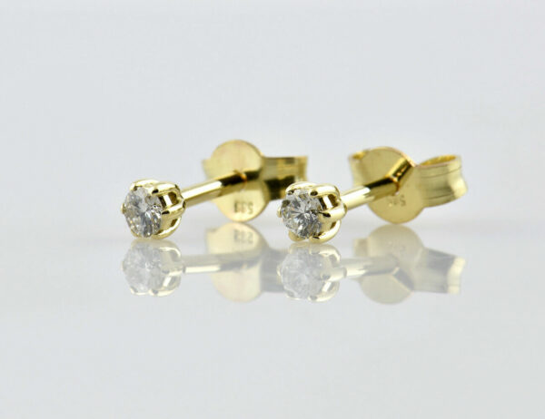 Solitär Brillant Ohrstecker Ohrringe 585 14K Gelbgold, 2 Diamanten zus. 0,13 ct