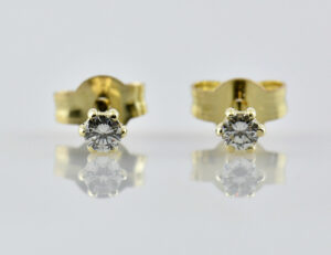 Solitär Brillant Ohrstecker Ohrringe 585 14K Gelbgold, 2 Diamanten zus. 0,13 ct