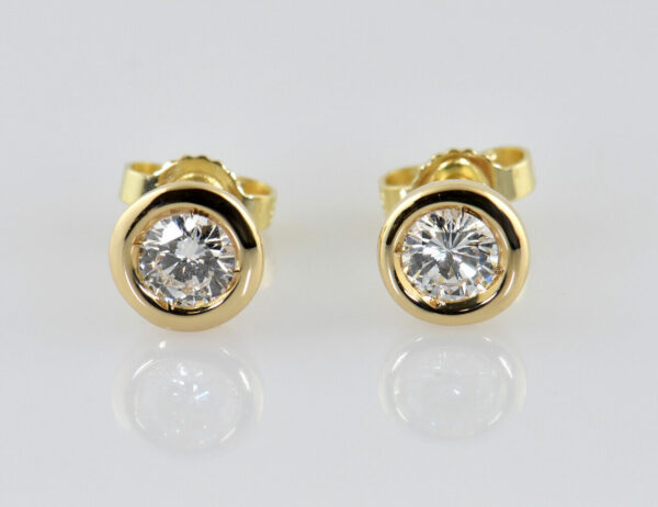 Solitär Diamant Ohrstecker 585/000 14 K Gelbgold, 2 Brillanten zus. 0,80 ct