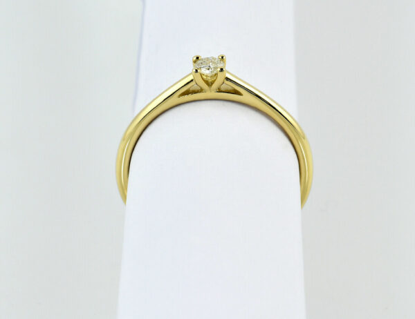 Solitär Diamant Ring 585/000 14 K Gelbgold Brillant 0,11 ct