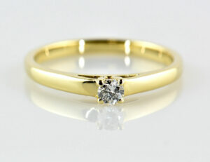 Solitär Diamant Ring 585/000 14 K Gelbgold Brillant 0,16 ct
