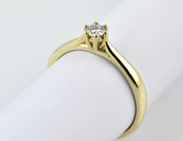 Solitär Diamant Ring 585/000 14 K Gelbgold Brillant 0,20 ct