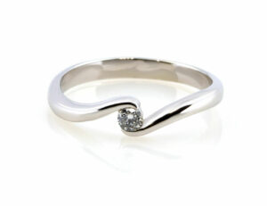 Solitär Diamant Ring 585/000 14 K Weißgold Brillant 0,09 ct