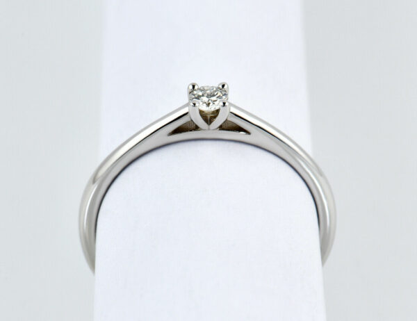 Solitär Diamant Ring 585/000 14 K Weißgold Brillant 0,10 ct