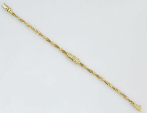 Diamant Armband 750/000 18 K Gelbgold 7 Brillanten zus. 0,30 ct, 18 cm