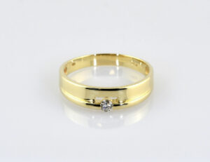 Diamant Ring 585/000 14 K Gelbgold 1 Brillant 0,12 ct