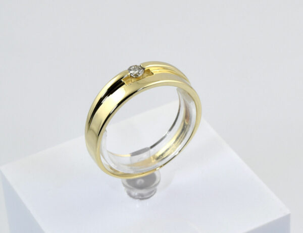 Diamant Ring 585/000 14 K Gelbgold 1 Brillant 0,12 ct