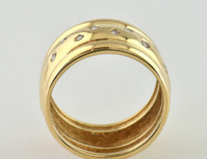 Diamant Ring 585/000 14 K Gelbgold 10 Brillanten zus. 0,10 ct