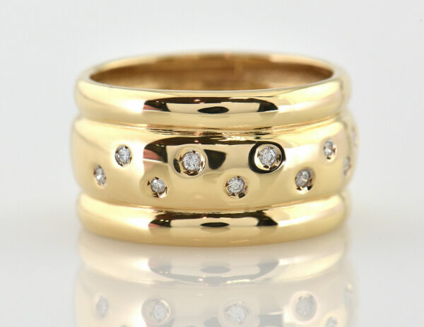 Diamant Ring 585/000 14 K Gelbgold 10 Brillanten zus. 0,10 ct