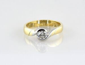 Diamant Solitär Ring 585/000 14 K Gelbgold Brillant 0,51 ct
