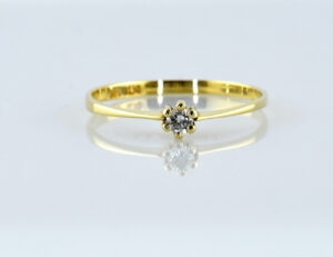 Diamant Solitär Ring 585/000 Gelbgold 14 K Brillant 0,10 ct