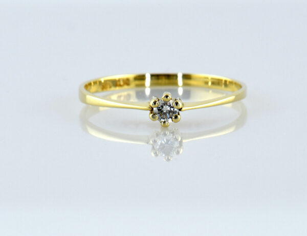 Diamant Solitär Ring 585/000 Gelbgold 14 K Brillant 0,10 ct