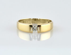 Diamant Solitär Ring 585/000 Gelbgold 14 K Brillant 0,10 ct