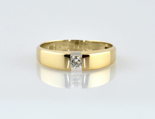 Diamant Solitär Ring 585/000 Gelbgold 14 K Brillant 0,10 ct