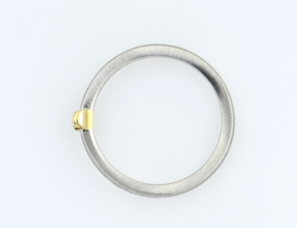Diamant Solitär Ring 950/000 Platin / 750 Gelbgold Brillant 0,02 ct