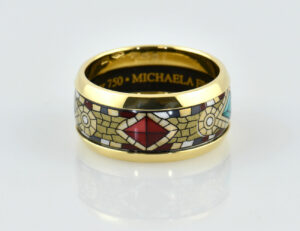 Michaela Frey Ring 750/000 18 K Gold, Metal Designerring Emaile
