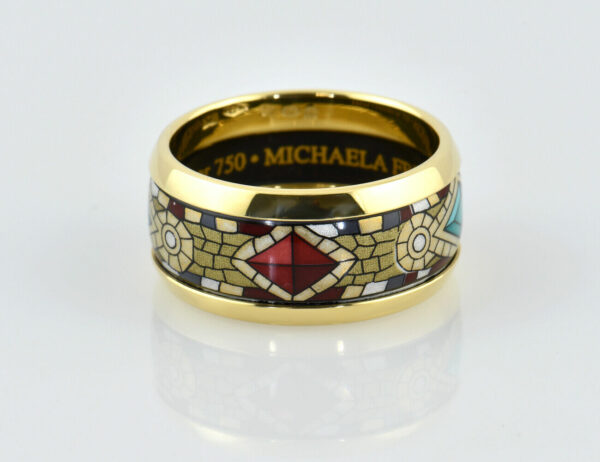 Michaela Frey Ring 750/000 18 K Gold, Metal Designerring Emaile