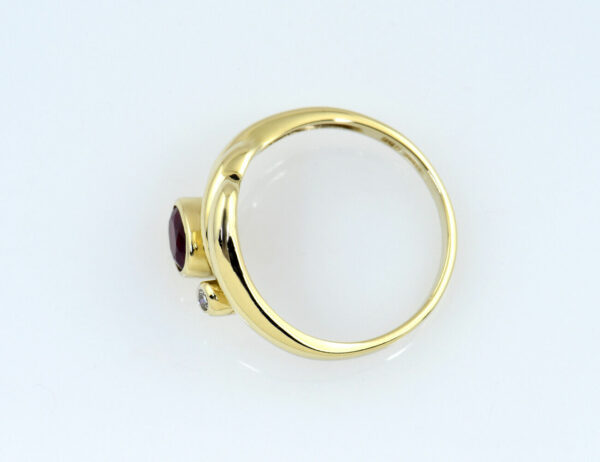 Rubin Diamant Ring 585/000 14 K Gelbgold 1 Brillanten 0,02 ct