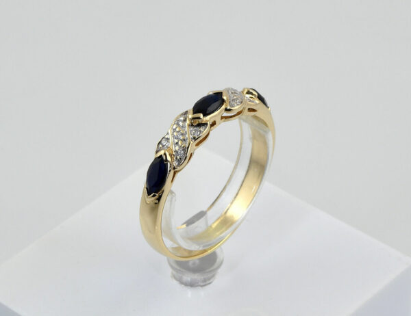Saphir Ring 585/000 14 K Gelbgold Zirkonia