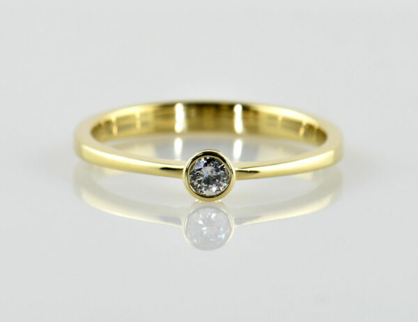 Solitär Diamant Ring 585/000 14 K Gelbgold Brillant 0,15 ct
