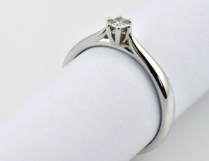 Solitär Diamant Ring 585/000 14 K Weißgold Brillant 0,14 ct