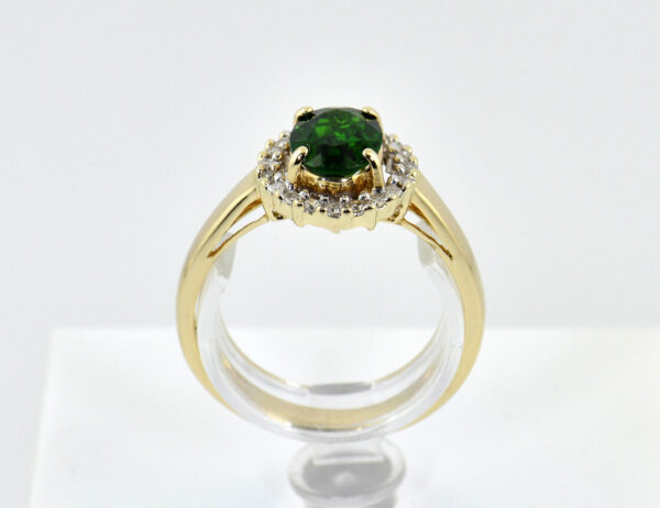 Chromdiopsid Diamant Ring 585/000 14 K Gelbgold 20 Diamanten zus. 0,20 ct