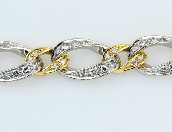 Diamant Armband 750/000 18 K Gelbgold 122 Brillanten zus. 3,59 ct, 19 cm